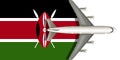 Kenya flag with airplane flying over it. Vector image Royalty Free Stock Photo