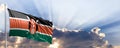 Kenya flag on blue sky. 3d illustration Royalty Free Stock Photo