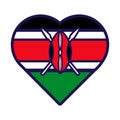 Kenya Flag Festive Patriot Heart Outline Icon