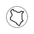 Black line icon for Kenya, country and landmark