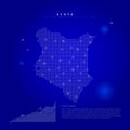 Kenya illuminated map with glowing dots. Dark blue space background. Vector illustration