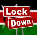 Kenya lockdown sign against coronavirus covid-19 - 3d Illustration