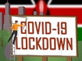 Kenya lockdown sign against coronavirus covid-19 - 3d Illustration