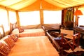 Kenya: A luxury safari tent for the accomodation of wildlife tourists Royalty Free Stock Photo