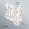Kenya map, administrative division with names, blue white card paper 3D Royalty Free Stock Photo