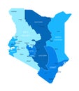 Kenya map. Cities, regions. Vector