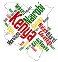 Kenya map and cities Royalty Free Stock Photo