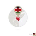 Kenya map and flag in circle. Map of Kenya, Kenya flag pin. Map Royalty Free Stock Photo