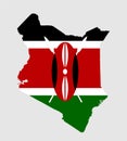 Kenya map flag vector silhouette illustration isolated on white background. National symbol of country in Eastern Africa.