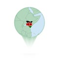 Kenya map, stylish location icon with Kenya map and flag Royalty Free Stock Photo