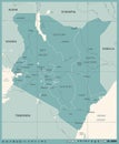 Kenya Map - Vintage Detailed Vector Illustration