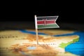 Kenya marked with a flag on the map Royalty Free Stock Photo