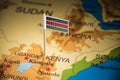 Kenya marked with a flag on the map Royalty Free Stock Photo