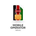 Kenya mobile operator. SIM card with flag. Vector illustration.