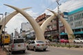 KENYA, MOMBASA - AUGUST 13, 2018; Tusks on Moi Avenue Royalty Free Stock Photo