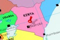 Kenya, Nairobi - capital city, pinned on political map