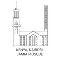 Kenya, Nairobi, Jamia Mosque travel landmark vector illustration