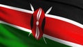 Kenya national flag blowing in the wind isolated. Official patriotic abstract design. 3D rendering illustration of waving sign