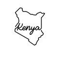 Kenya outline map with the handwritten country name. Continuous line drawing of patriotic home sign