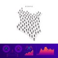 Kenya people map. Detailed vector silhouette. Mixed crowd of men and women. Population infographic elements