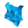 Kenya political map of administrative divisions