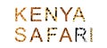 Kenya safari word, animal skin print over separated letter vector silhouette illustration isolated on background.