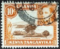 KENYA, UGANDA AND TANGANYIKA - CIRCA 19638 post stamp printed in Kenya, Uganda, Tanganyika shows lake Naivasha and