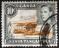 KENYA, UGANDA AND TANGANYIKA - CIRCA 19638 post stamp printed in Kenya, Uganda, Tanganyika shows lake Naivasha and