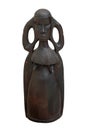 Kenya wood carving of Turkana woman front isolated Royalty Free Stock Photo