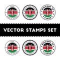 Kenyan flag rubber stamps set. Royalty Free Stock Photo