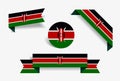 Kenyan flag stickers and labels. Vector illustration. Royalty Free Stock Photo