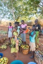 Kenyan Giriama family selling fruits on road