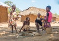 Kenyan Giriama tribe children at their home