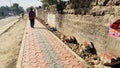 Kenyan roads, local road construction with tile pavements Ziwani in Starehe Constituency in Nairobi Kenya