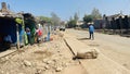 Kenyan roads, murram road local road construction with tile pavements Ziwani in Starehe Constituency in Nairobi Kenya