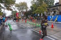 The Kenyan runner Albert Korir runs past the 33 km turnaround point of the 2016 Scotiabank Toronto Waterfront Marathon