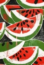 Kenyan Summer: A Vibrant Lithograph of Textured Watermelons with