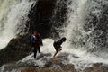 Tourist enjoy the beautiful of Lasir waterfall, Kenyir Lake, Terengganu. Lasir waterfall also