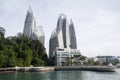 Keppel Bay Marina and Reflections at Keppel Bay luxury waterfront residential complex in Singapore Royalty Free Stock Photo