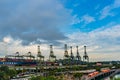 Keppel Harbour Port of Singapore background dusk, Warehouse Port