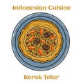 Kerak Telor. Traditional food from Betawi, Jakarta. Crusty sticky rice omelette with roasted grated coconut and ground dried