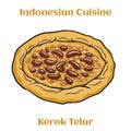 Kerak Telor. Traditional food from Betawi, Jakarta. Crusty sticky rice omelette with roasted grated coconut and ground dried