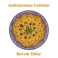 Kerak Telor. Traditional food from Betawi, Jakarta. Crusty sticky rice omelette with roasted grated coconut and ground dried