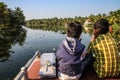 Kids enjoying the state ferry ride on the kerala backwaters from Kollam to Alleppey, Kerala, India