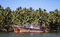 Kerala backwaters, Colorful fishing boats, from Kollam to Alleppey, Kerala, India