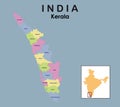 Kerala district map in colorful design vector illustration