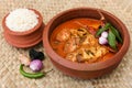 Kerala fish curry with white rice in south Indian and Sri Lanka Royalty Free Stock Photo