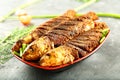Kerala food recipe fried fish with exotic spices Royalty Free Stock Photo