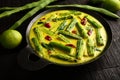 Muringakka manga green mango curry - traditional recipes. Royalty Free Stock Photo