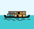 Kerala House Boat in backwater color vector design